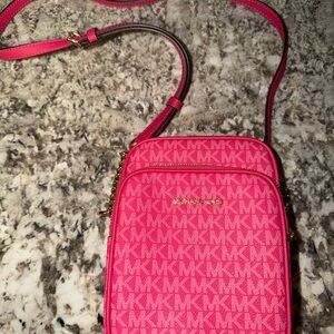 Michael Kors Vibrant Pink Logo Crossbody Bag